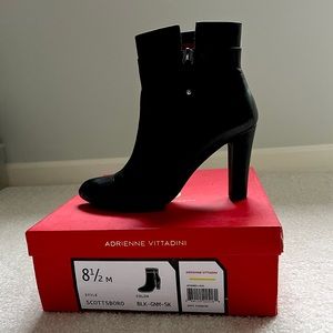 Black leather booties